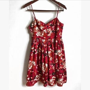 Fossil | Red Floral Fit & Flare Dress | M